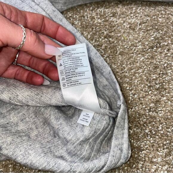 Vince sweater cashmere & wool blend gray ribbed tie bow back long sleeve SZ sm - Picture 11 of 12